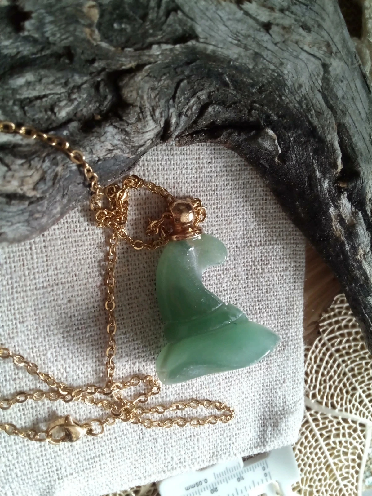 Collier chapeau de sorcière en pierre d'aventurine 💚. – photo 4